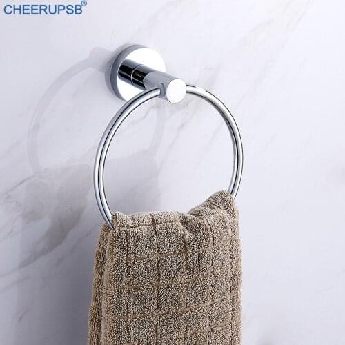 Hanger for Hand Towel Wall Mount Ring Round Towel Holder Sliver Rack 304 Stainless Steel Bath Rail Luxury Bathroom Accessories