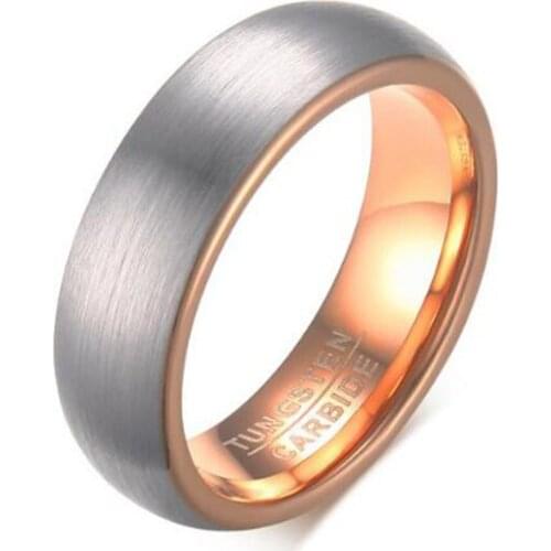 Tungsten Carbide Dome Brushed Ring Wedding Band Rose Gold-color for Men