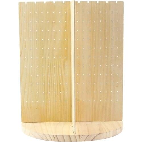 Rotating Wooden Earring Holder Stand Display Jewelry Organizer Tray Showcase Stand Storage Box