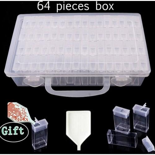 Storage Boxes 64 grid diamond painting tools opbergdoos daimond embroidery transparent plastic jewelry Drill storage box