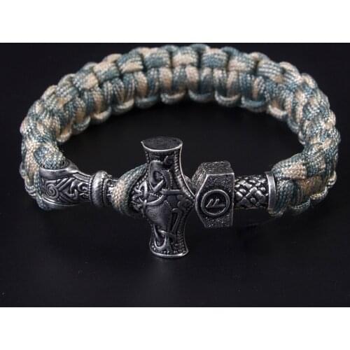 Norse Viking Bracelets Thor Mjolnir with Hammer Bead Paracord Amuletceltic Rune Knot Amulet Scandinavian Bracelet Paracord