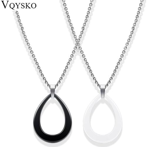 Simple Style Heart Shape White Black Ceramic Women Necklace Bijoux Pendant New Fashion Jewelry Classic Cute Gift Wholesale