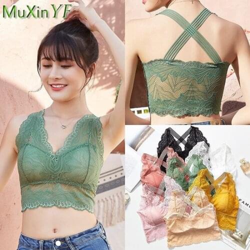 Womens Underwear 2021 New Plus Size No Steel Ring Push Up Tube Top Lingerie Fashion Lace Sexy Bralette Female Causal Sports Bra