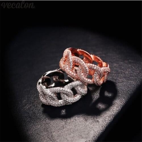 Vecalon Statement Female Promise Ring 925 sterling silver Micro Pave AAAAA Cz Cross Wedding band rings for women Bridal Jewelry