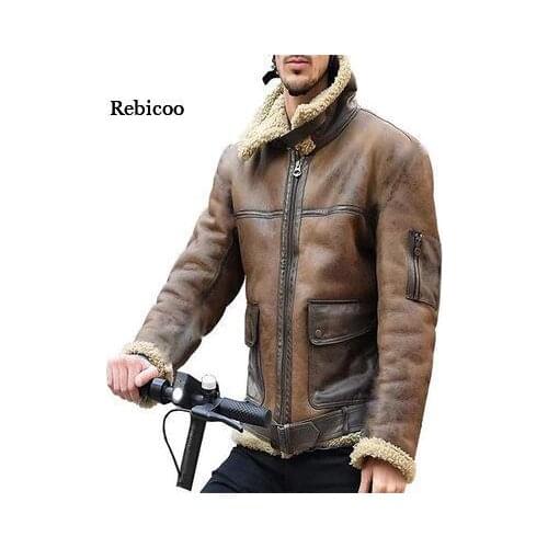 Winter Pu Leather Jacket Men Thick Warm Wool Liner Warm Windbreaker Coat Men Faux Leather Motorcycle Jacket Man