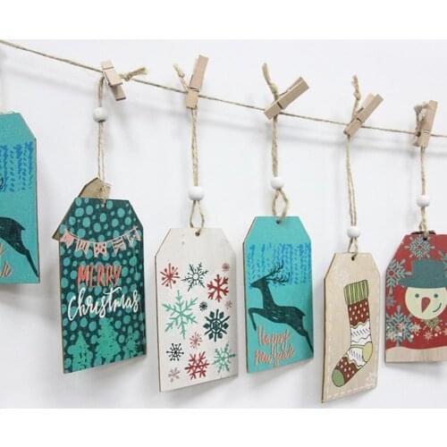 1 Set Wooden Hanging Ornaments Natural Eye-catching Calendar Pendant Wood Xmas Tree Advent Calendar Labels Decor for Home