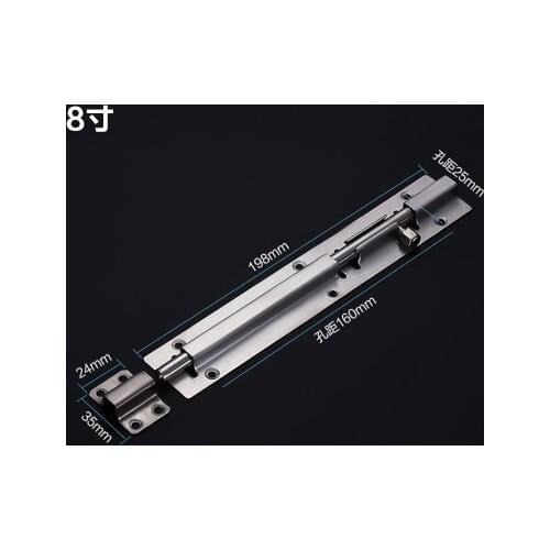 1Pc 8/10/12 Inch Long Silver Stainless Steel Door Latch Sliding Lock Barrel Bolt Latch Hasp Stapler Gate Safety Lock