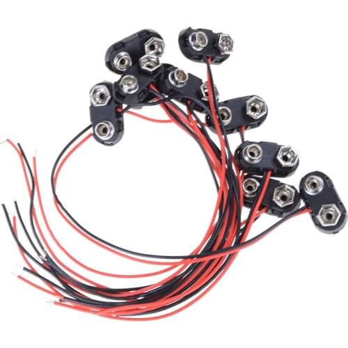 10pcs 9V Battery Snap Connector Clip Lead Wires Holder T Type