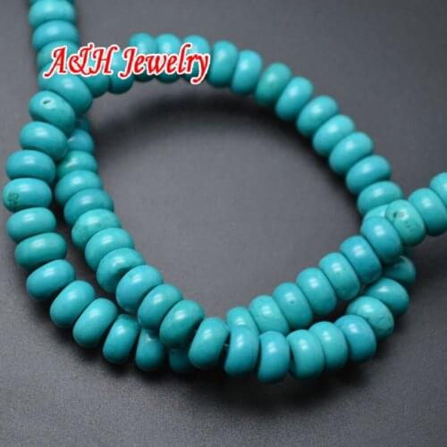 High Quality Natural Blue Howlite 4x8mm Roundel Shape Strand Loose Beads For Jewelry Making 10pc/lot