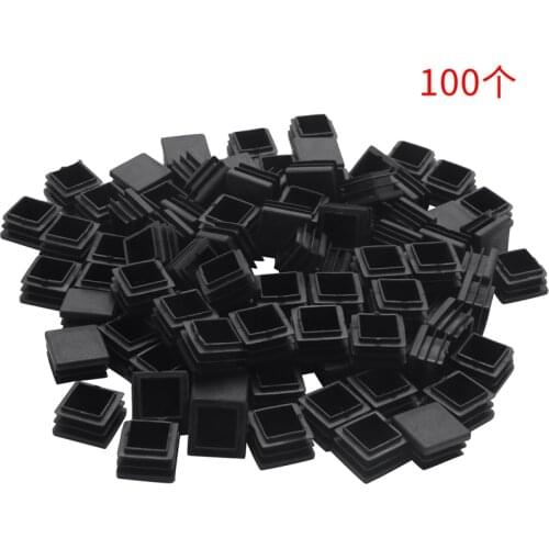 100pcs Plastic Square Tube Inserts End Blanking Caps 20mm x 20mm Black