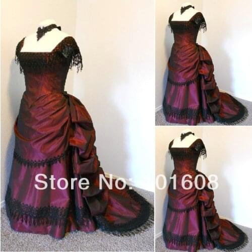 1860S Victorian Corset Gothic/Civil War Southern Belle Ball Gown Dress Halloween dresses US 4-16 V-1404