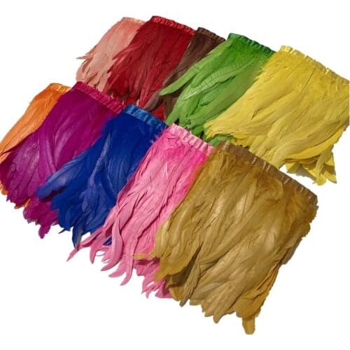 2Meters/Lot Rooster Tail Coque Feather Trim Ribbon Tape Black Pheasant Feathers for Crafts Trimmings Sewing Carnival Decoration