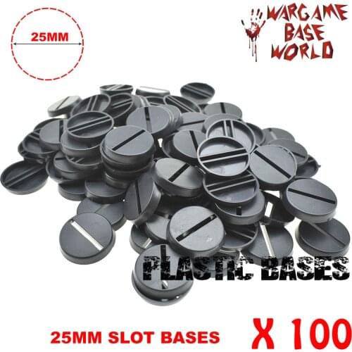 25mm Round slot bases for gaming miniatures and table games 100pcs