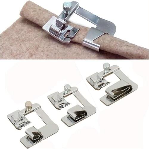 3 Sizes Wide Rolled Hem Pressure Foot Sewing Machine Presser Foot Hemmer Foot Set 1/2 Inch 3/4 Inch 1Inch Low Shank Presser Foot