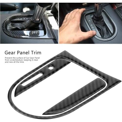 3Pcs Carbon Fiber Car Interior Gear Panel Cover Trim Sticker For Ford Mustang 2015-2017 Carbon Fiber Gear Panel (Black)