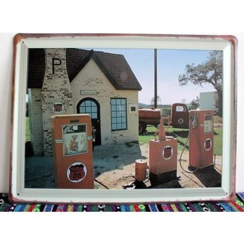 30pcs/lot Metal Sign shabby chic Vintage Route 66 Gas station tin signs home decoration House Office Restaurant Bar Garage Paint