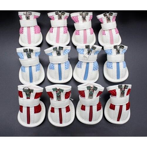 4pcs/Set Casual Anti-Slip Small Dog Shoes Cute Pet Shoes Spring Summer Breathable Soft Mesh Sneaker Buty Dla Psa Truelove