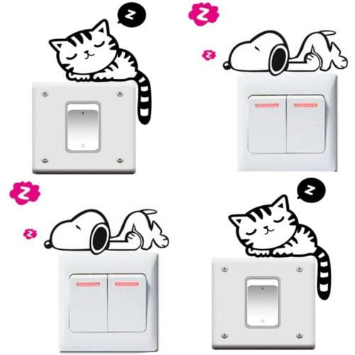 5pcs/lot Hot New Removable Funny Cat Dog Switch Art Vinyl Decal Home Decor Wall Window Stickers