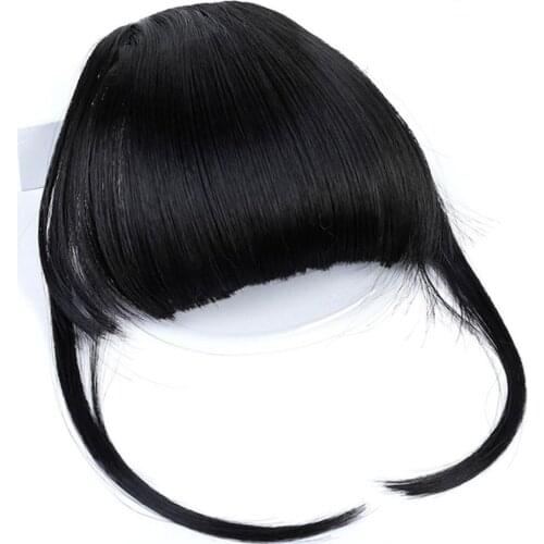 AIYEE 6 Inch Clip On Short Straight Front Fake Fringe Air Bangs Clip In Hair