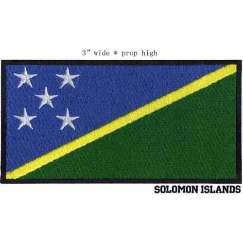 SOLOMON ISLANDS 100% embroidery black border flag patch 3" wide free shippining iron on applique