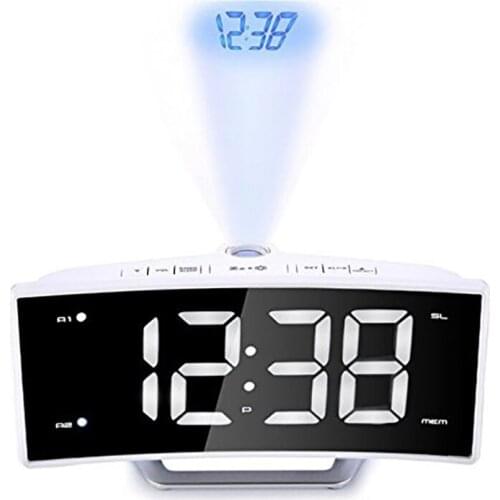 FM Radio Clock Projection Alarm Clock Mirror LED Digital Electronic Table Watch Desktop Projector Clock With Time Projection New
