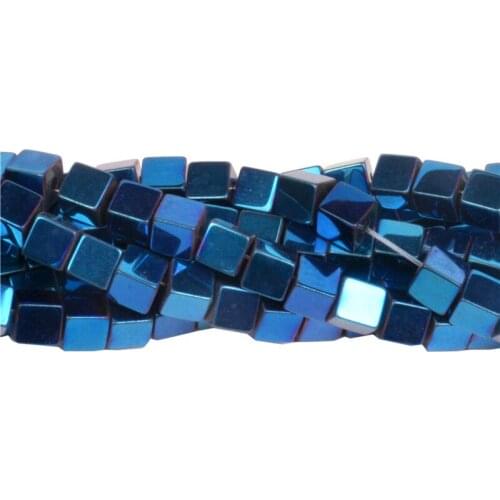 Hot Sale Black/Gold/Silver/Rainbow 2*2mm 3*3mm 4*4mm natural stone hematite cube square loose spacer Beads