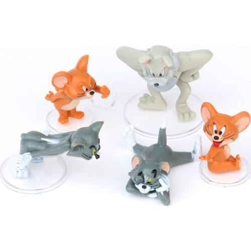 5Pcs/Set Tom Cat Cartoon Jerry Mouse Animal Doll 4-6cm Home Decoration PVC Collectiable Model Toys Gifts For Children