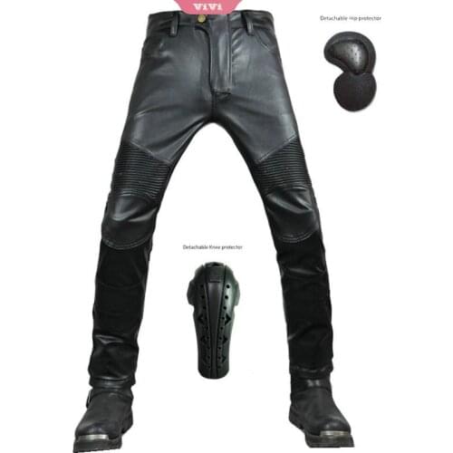 2020 Classic Motorcycle Pants Mens Leather Riding Jeans Windshield Riding Travel Motorcycle Pants With Long Protective Gear