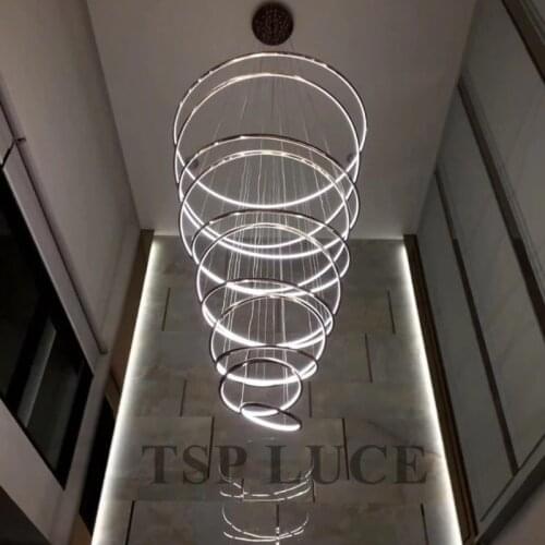 Ring chandelier duplex villa living room lamp model design hotel project lobby post-modern light luxury lamp