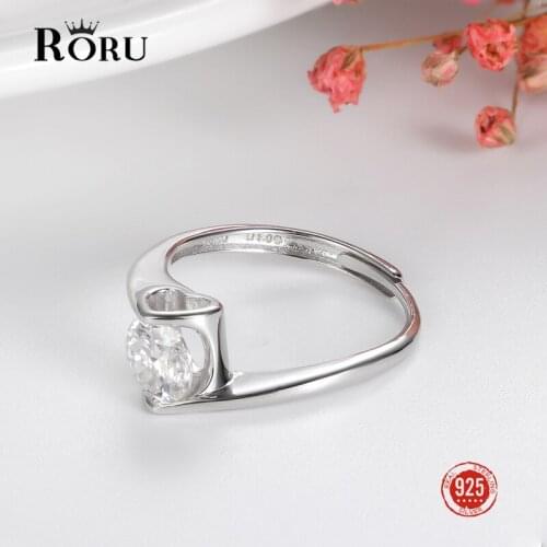925 Sterling Silver Open Adjustable Hollow Heart Shape Moissanite Rings Fine Jewelry Wedding Engagement Rings for Women