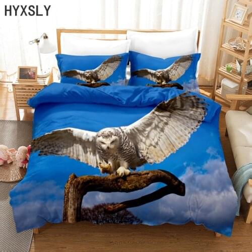 Lovely Owl Printed Bedding Set Kids Boy Teen Duvet Cover Sets Single Twin Queen King Size Bedclothes Home Textile Drop Shipping