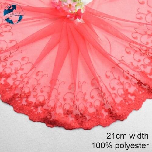 21cm polyester red lace embroidery lace french lace ribbon fabric guipure diy trims sewing Accessories wedding decoration#4070