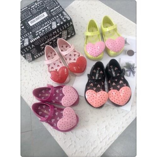 Mini Melissa Todder Shoes High Quality Girls Heart Design Jelly shoes 2022 Kids Fashion Beach Shoes for Valentines Day HMI060