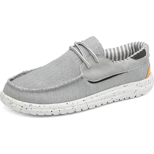 2021 Summer New Men Canvas Boat Shoes Outdoor Lightweight Soft Slip On Loafer Fashion Casual Non-Slip Deck Shoes Big Size