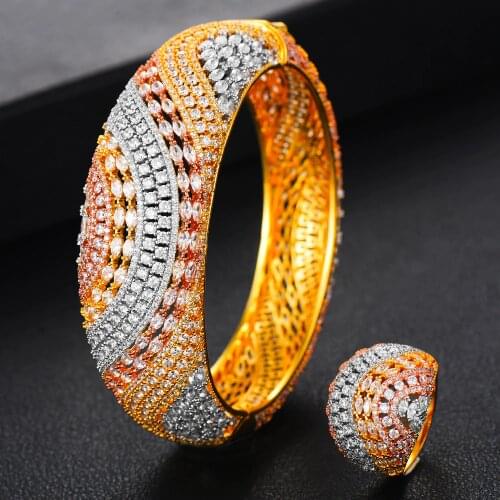 KellyBola Luxury Baguette CZ Jewelry Set For Women Wedding Cubic Zircon Dubai Bangle Ring Sets Crystal Aretes De Mujer Modernos