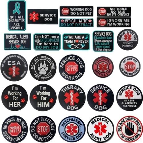 Service Dog Embroidery Patch Not Pet Medical Alert Dog Sewing Decorative Embellishment Military Tactical Patches