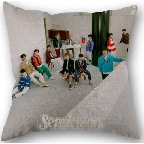 KPOP SEVENTEEN Pillowcase Cotton Linen Fabric Square Zippered Pillow Cover For Home Wedding Decoration 45X45cm Not Fade