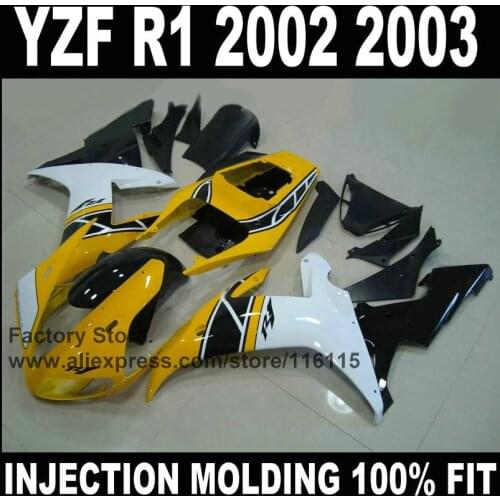 MOTOMARTS ABS Motorcycle Full injection fairings for YAMAHA 2002 YZF R1 2003 R1 02 03 yellow white aftermarket fairing kits