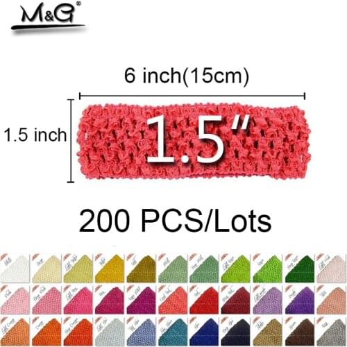 Wholesale 200pcs / lot DIY Polyester Elastic Hair Accessories 1.5inch*15CM Waffle Headband Colourful Knit Girl Crochet Tube Tops