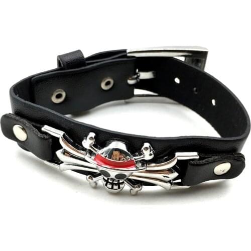 Wholesale 10pcs/lot Punk Style Men Leather Bracelet Animation ONE PIECE Bracelet Wristband For Gifts