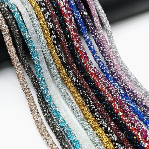 1 yard 7mm Rhinestone Tube Cord Rope Resin Rhinestone Chain Sew On Trims Wedding Dress Costume Applique