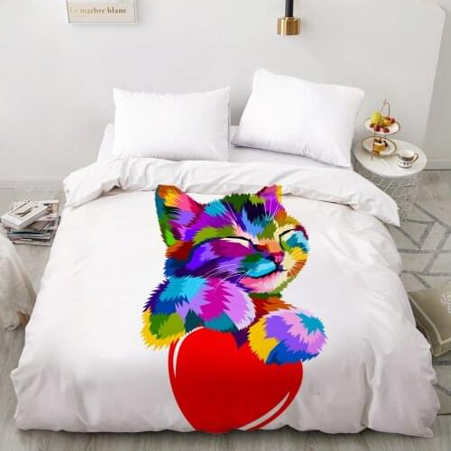 3D Duvet cover Quilt/Blanket/Comfortable Case Luxury Bedding 135 140x200 150x200 220x240 200x220 for Home Colorful animal heart