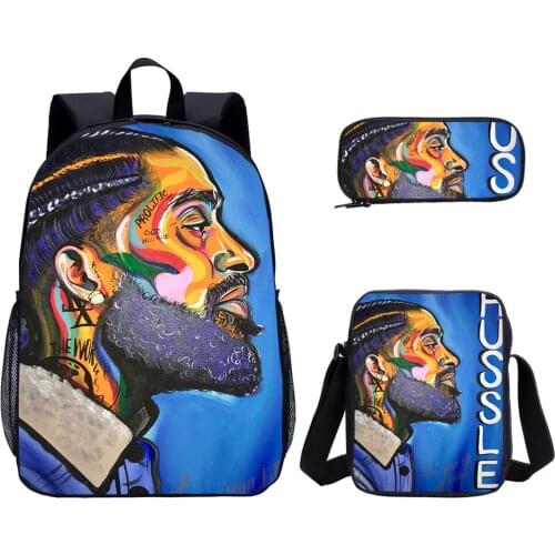 Nipsey Hussle Primary School Backpack Set 1-6th Student Backpack 3 Pcs Satchel Bag Book Casual Bag Daypack