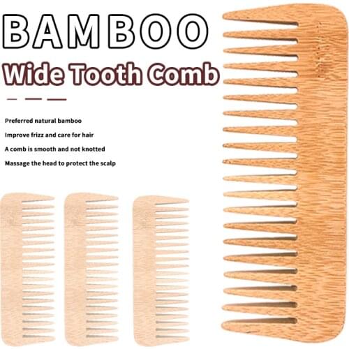 Natural Bamboo Wood Wide Tooth Comb Anti-Static Comb Hair Care Healthy Comb Massager For Hair Styling Tools