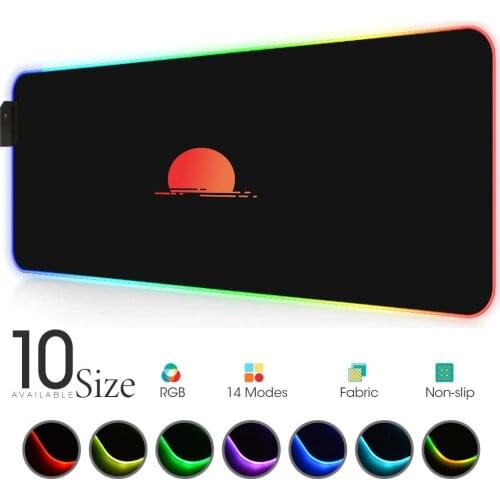 Sunrise sunset RGB Mouse Pad Blackand red Gamer Accessories keyboard pad Large LED MousePad Gaming with Backlit padmouse