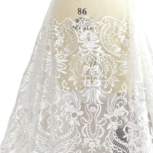 European Style Sequin Embroidery Mesh Lace Fabric Wedding Handmade DIY Material Dress Decoration Fabric
