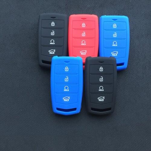 Silicone Car Key Cover Case For Genesis G70 G90 G80 4 Button Flip Folding Remote Key Case For Keychain Alarm case starline