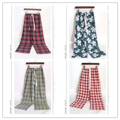 Spring Thin Soft Sleepwear Women Elastic Waist Summer Full Length Plus Size Pajamas Cotton Home Pants Loose Large Size Trousers
