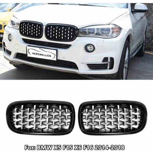 Top Quality Front Kidney Grille For BMW X5 X6 F15 F16 2014 2015 2016 2017 2018 ABS Black & Chrome Racing Grills Diamond Style