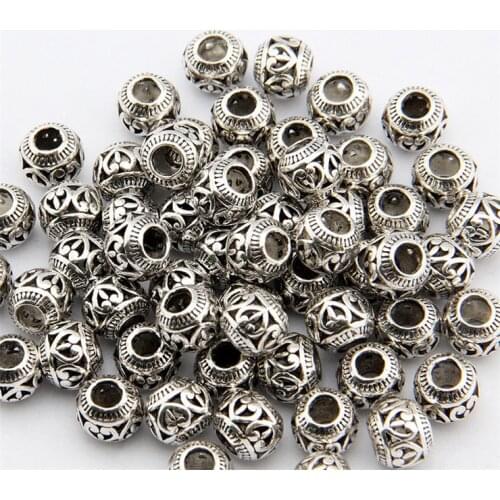 10pcs 11x10mm Antique Silver Plated Engraving Love Shaped Beads Diy Hollow Ball Accessories